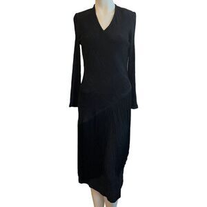 Edith Flagg S Black Dress Form Fitting Stunning Fringe Flapper Movement Vtg USA